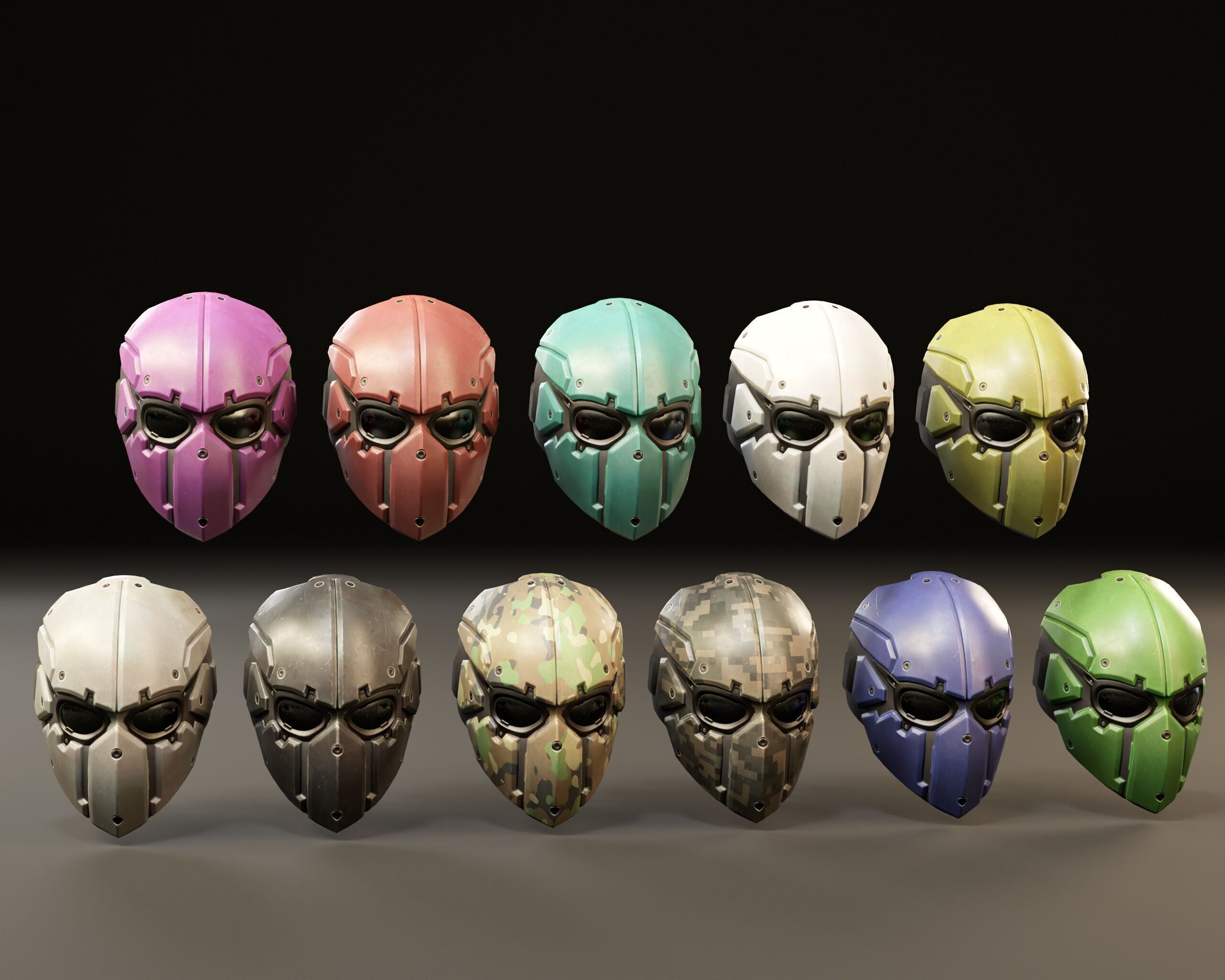Sci-Fi Tactical Mask - 11 Colors Low-poly 3D model_4