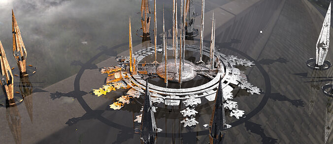 Pillars of Hercules Sci fi floor Low-poly 3D model