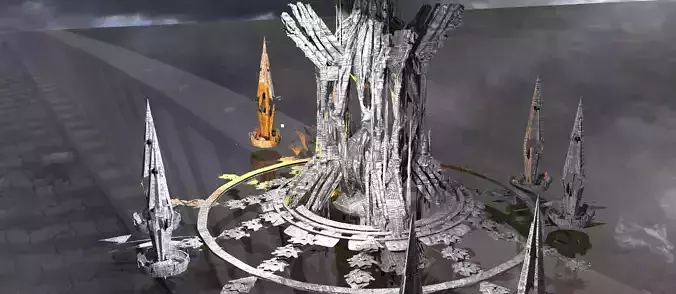 Pillars of Hercules Sci fi City 2 Low-poly 3D model