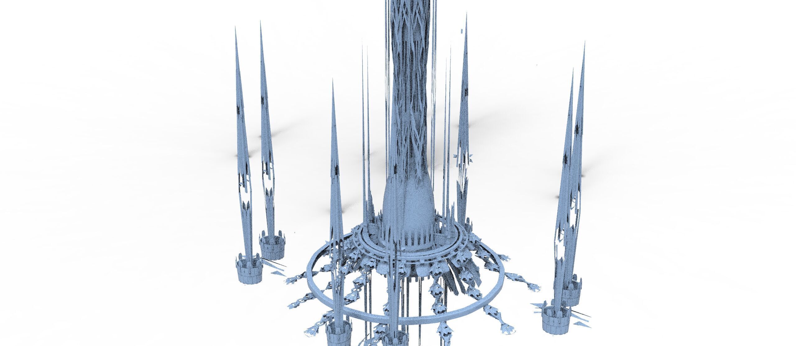 Knights pendulum sci fi towers  Low-poly 3D model_2