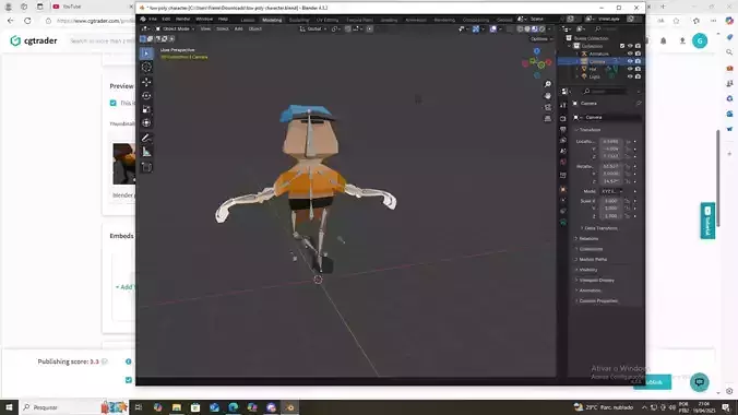 low poly character Builder with hat or boy