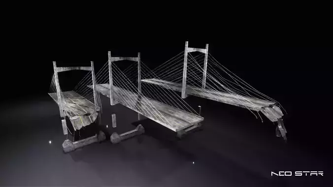 Low Poly Modular Broken Bridge