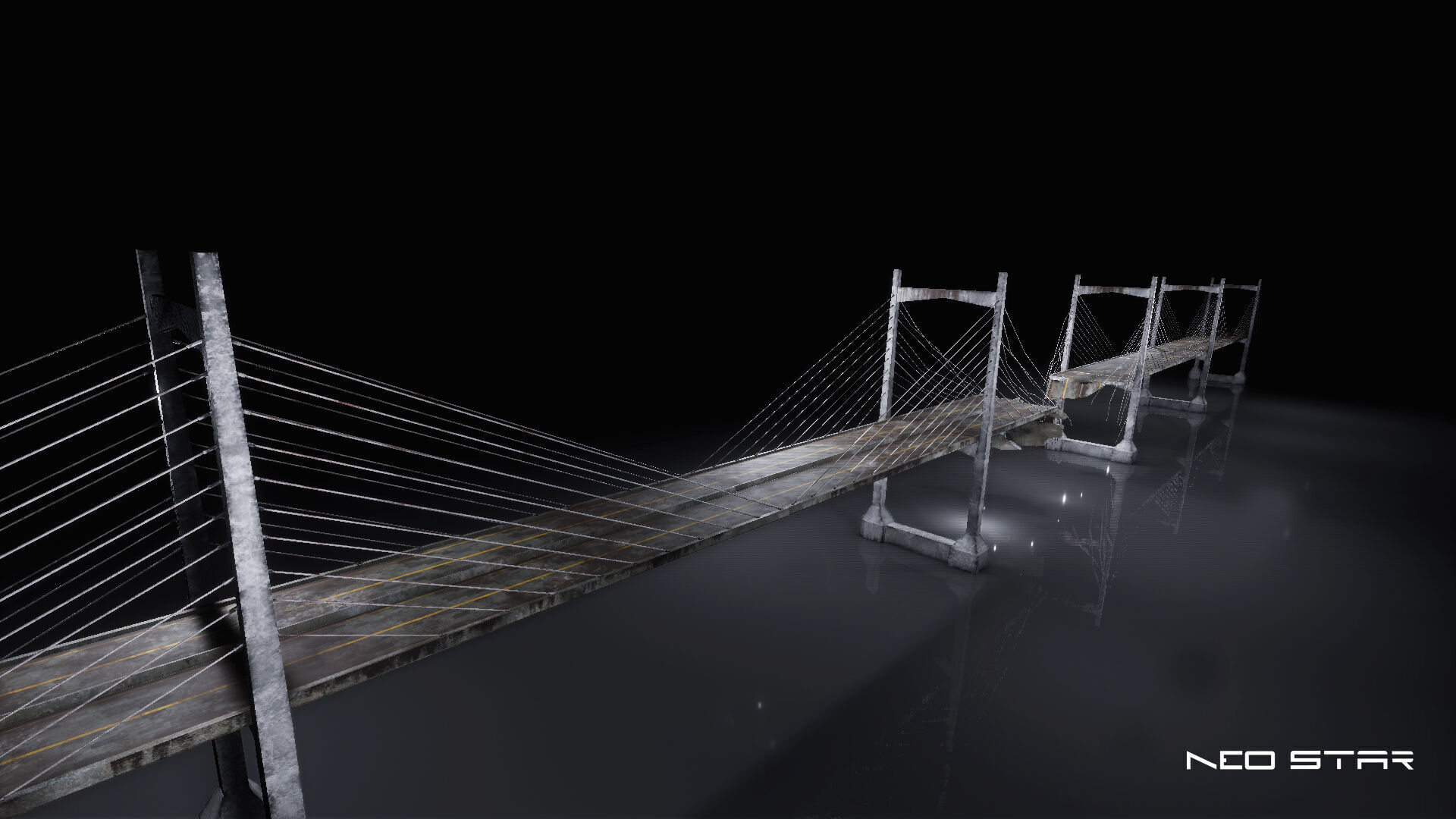 Low Poly Modular Broken Bridge Low-poly 3D model_3