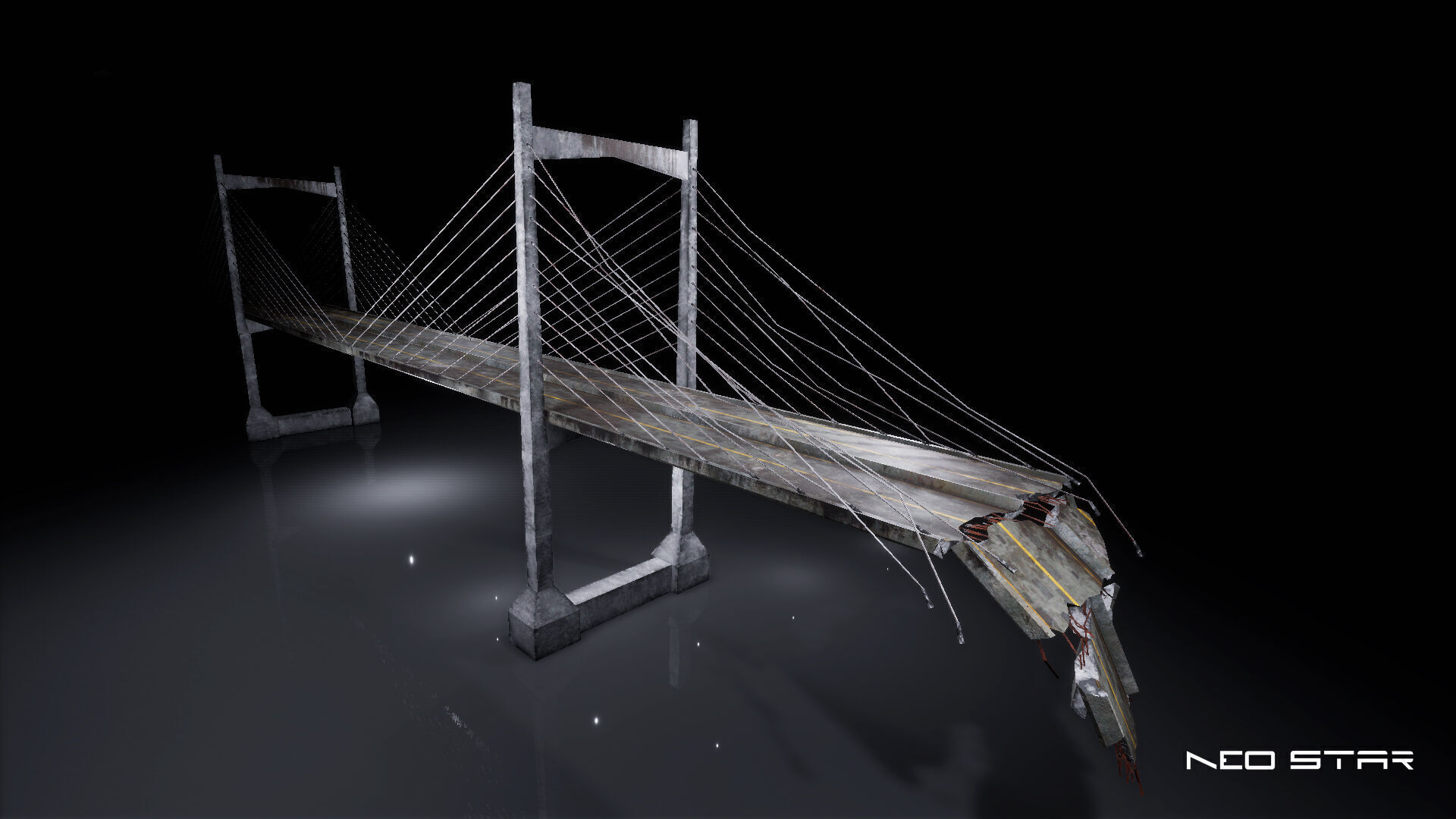 Low Poly Modular Broken Bridge Low-poly 3D model_2
