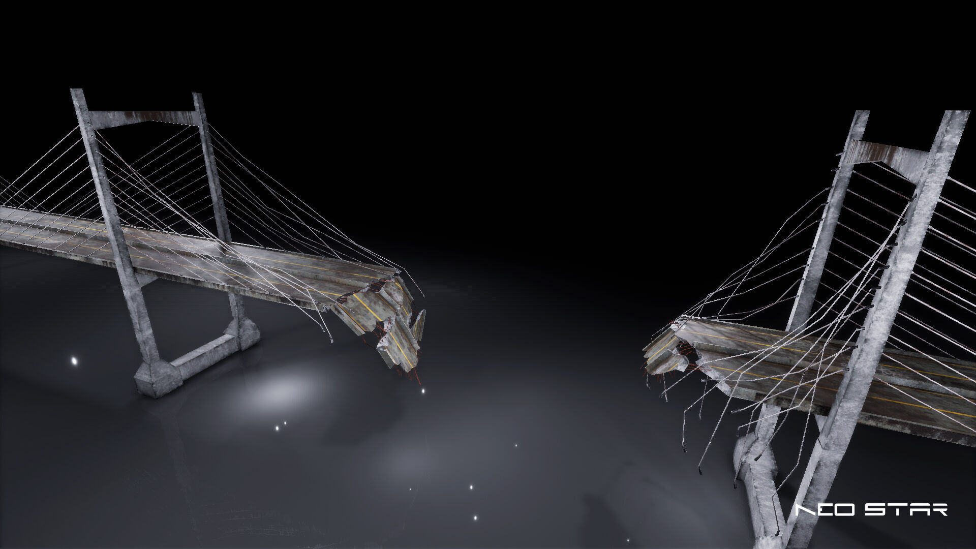 Low Poly Modular Broken Bridge Low-poly 3D model_4