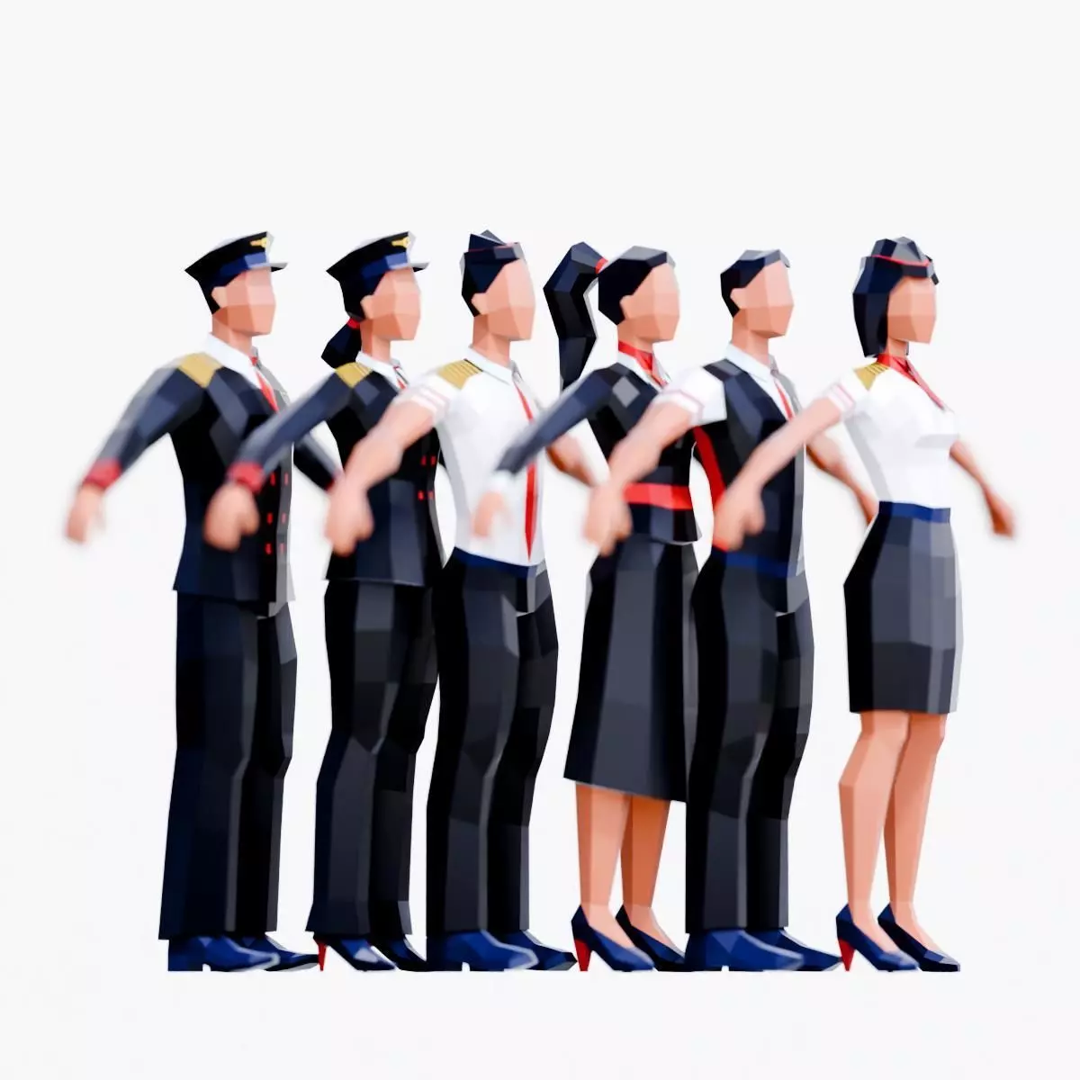 Low Poly Airline Crew Pack Low-poly 3D model