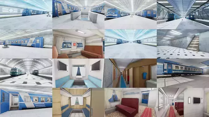 Trains Passenger Pack 3D Model Collection