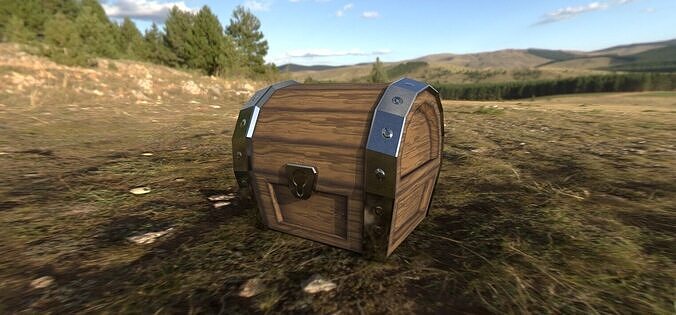 Lowpoly Treasure chest Low-poly 3D model
