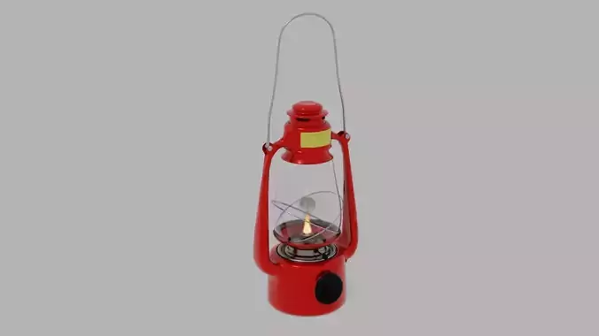 Red portable kerosene lamp
