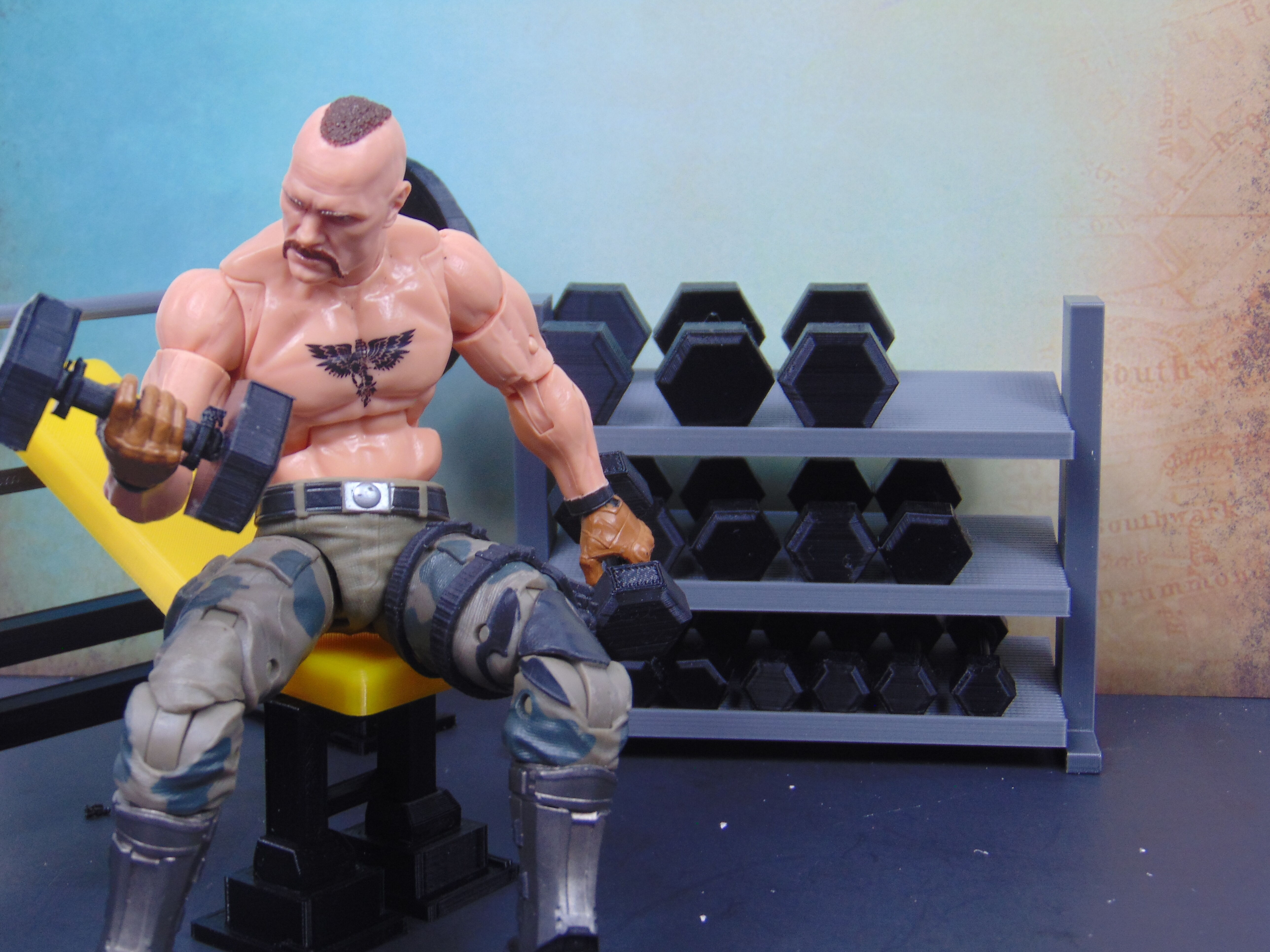 Custom 112 Dumbbells with Rack Shelf Diorama Prop for GI JOE 3D model ...
