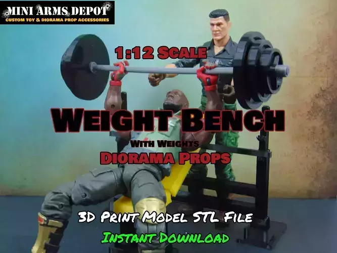 Custom 112 Gym Weight Bench Press Workout Set for GI JOE 3D print model