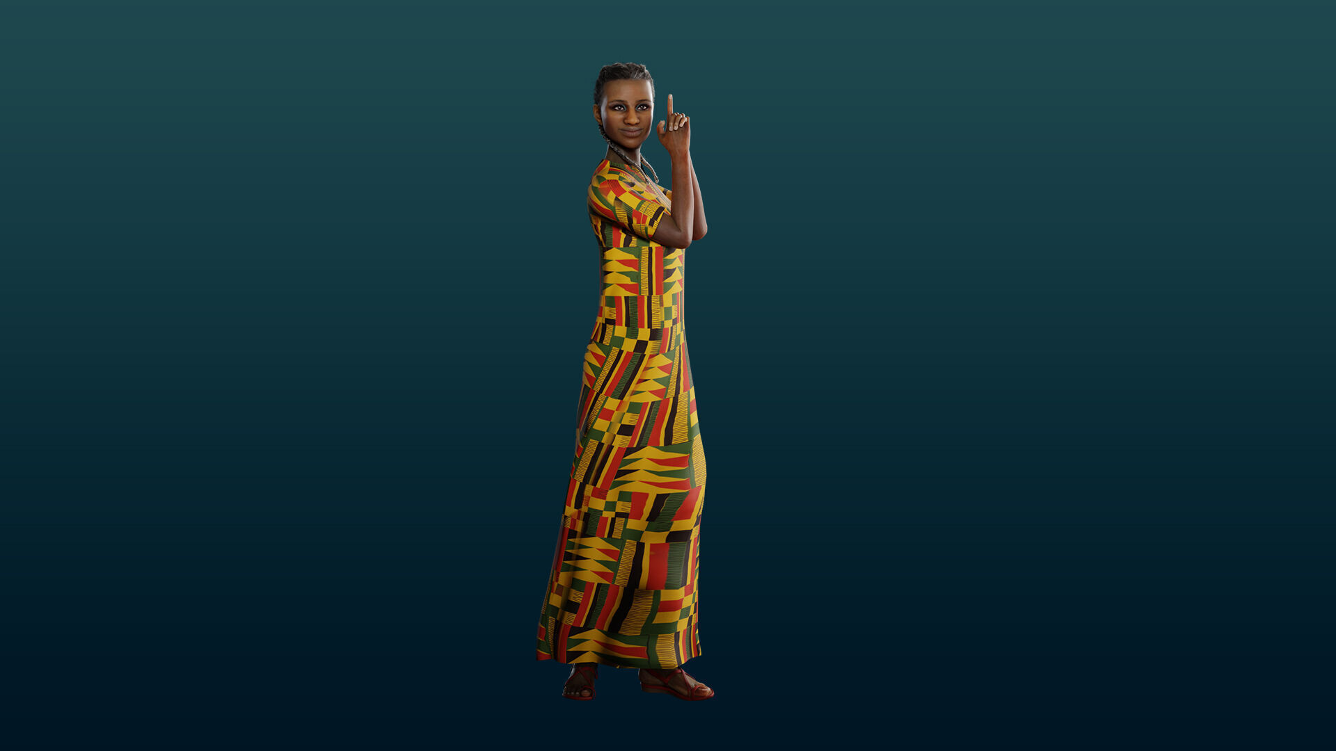 Realistic African Female Character Rigged Low-poly 3D model_20