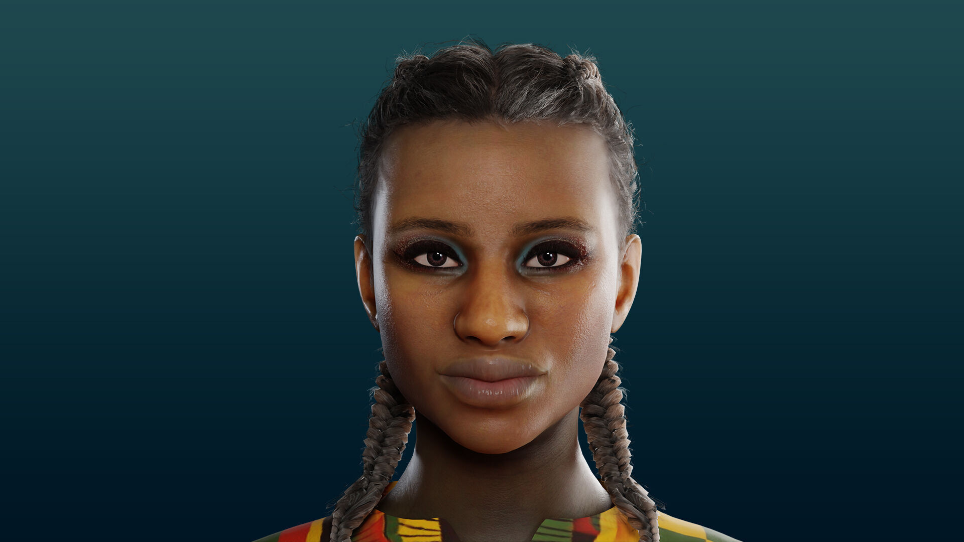 Realistic African Female Character Rigged Low-poly 3D model_7