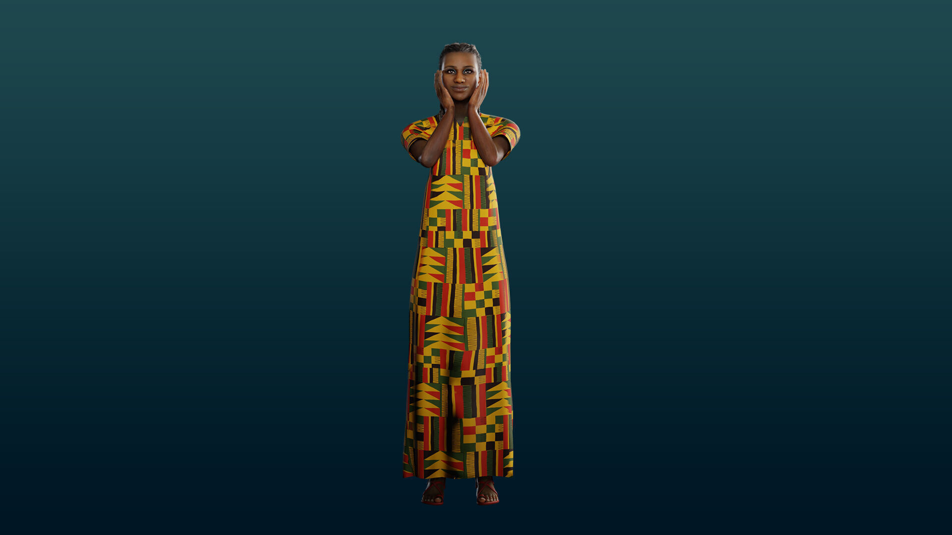 Realistic African Female Character Rigged Low-poly 3D model_22