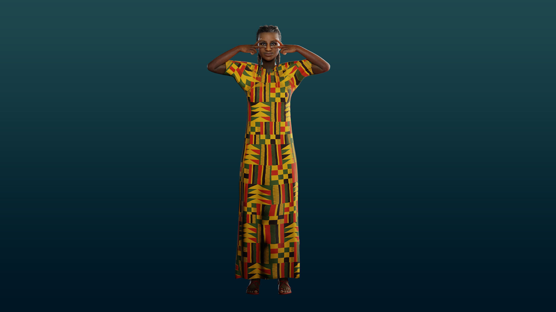 Realistic African Female Character Rigged Low-poly 3D model_23