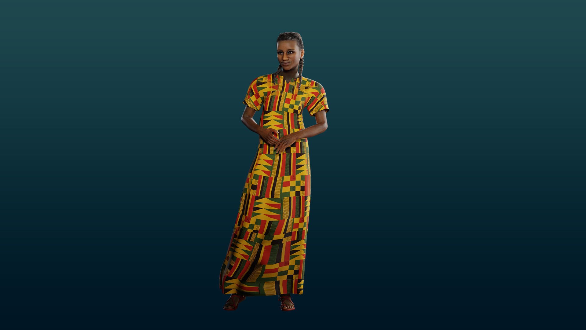 Realistic African Female Character Rigged Low-poly 3D model_13