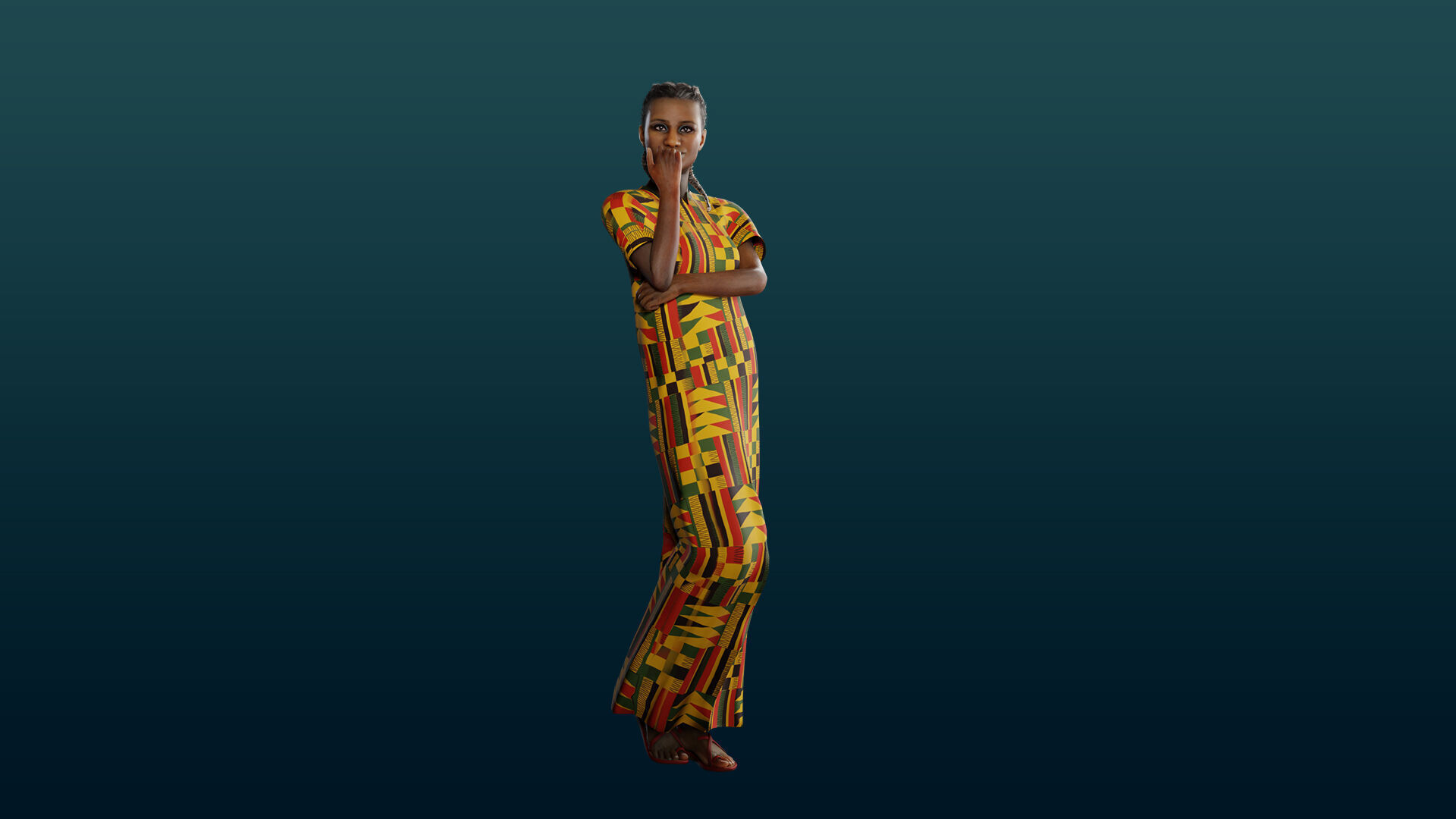 Realistic African Female Character Rigged Low-poly 3D model_31