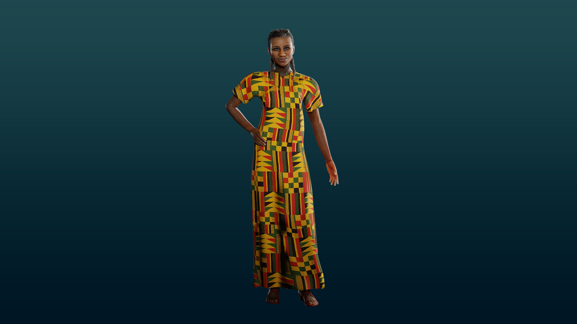 Realistic African Female Character Rigged Low-poly 3D model_25