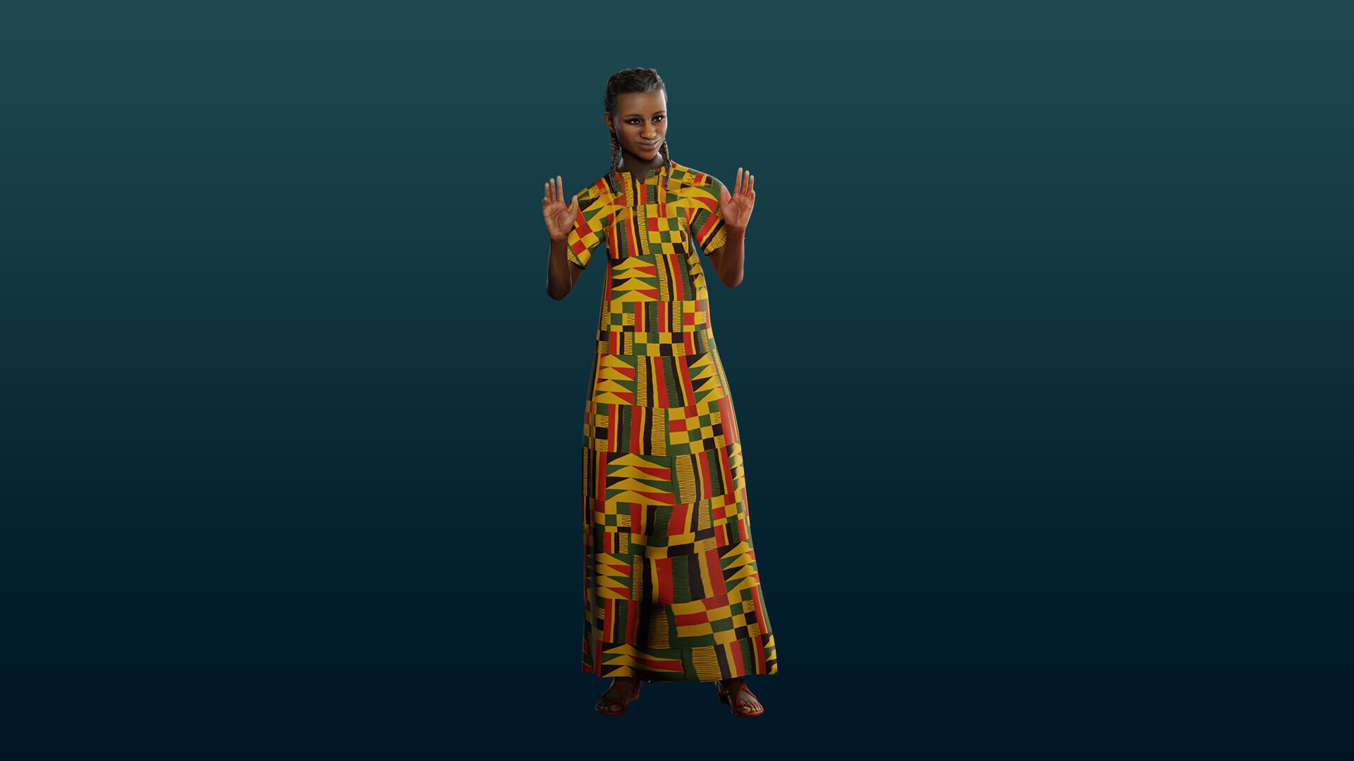 Realistic African Female Character Rigged Low-poly 3D model_26
