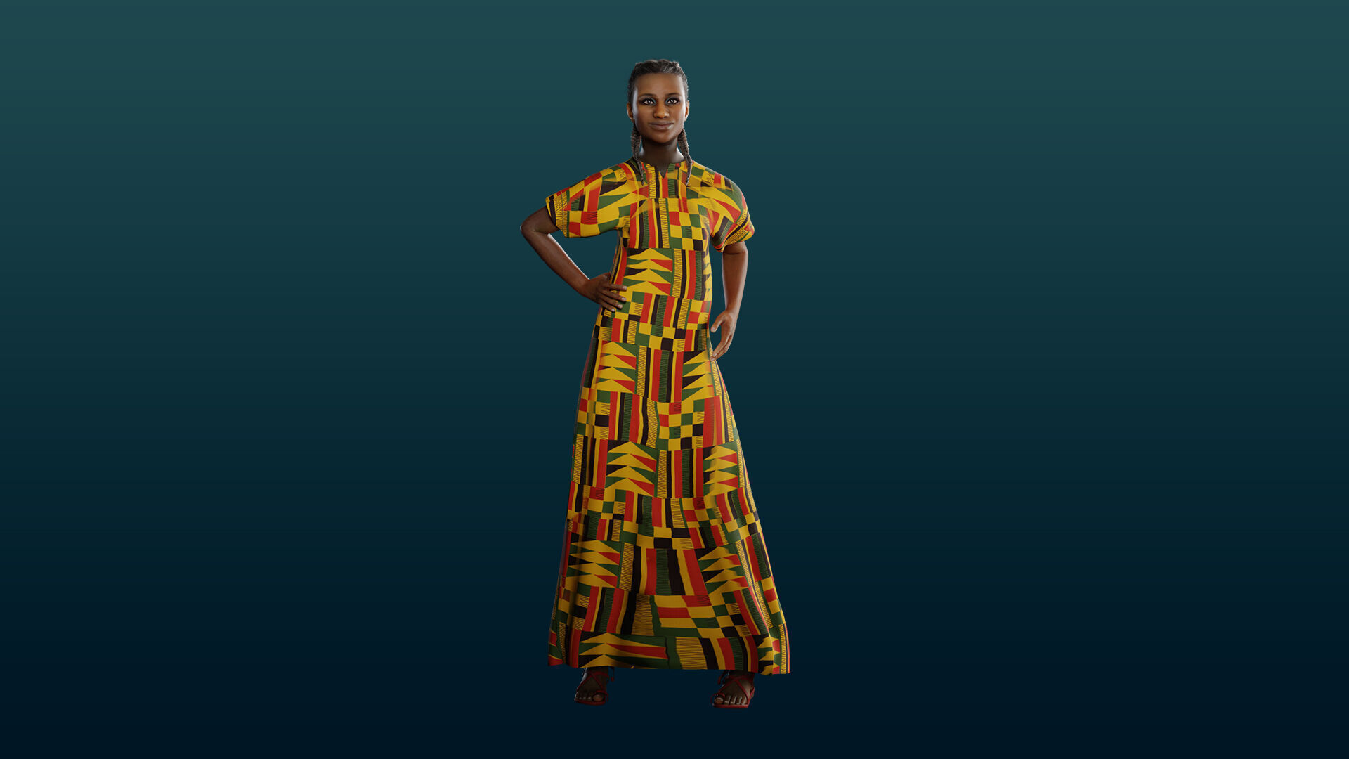 Realistic African Female Character Rigged Low-poly 3D model_28