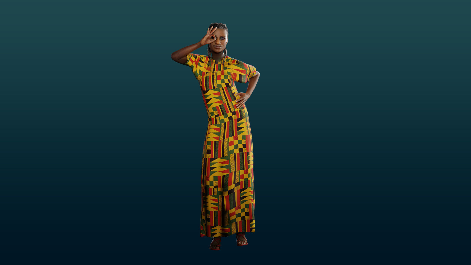 Realistic African Female Character Rigged Low-poly 3D model_19