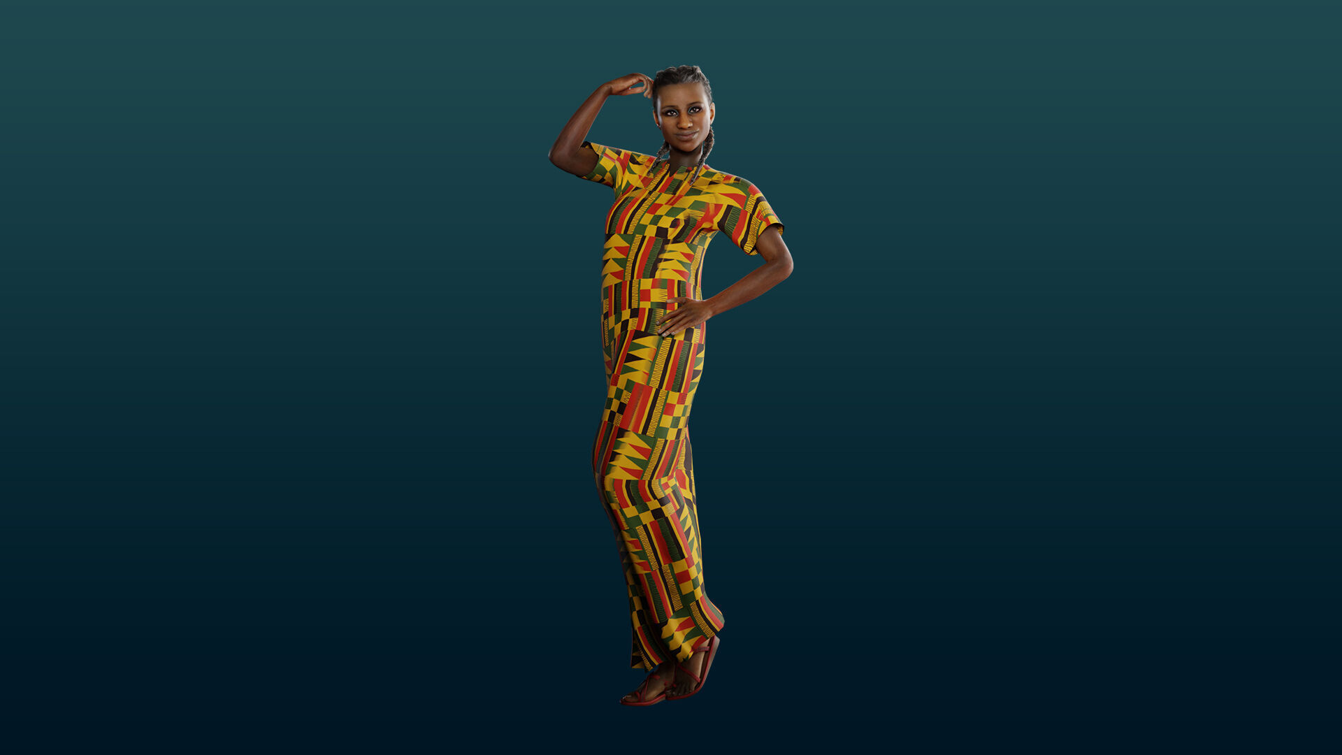 Realistic African Female Character Rigged Low-poly 3D model_29