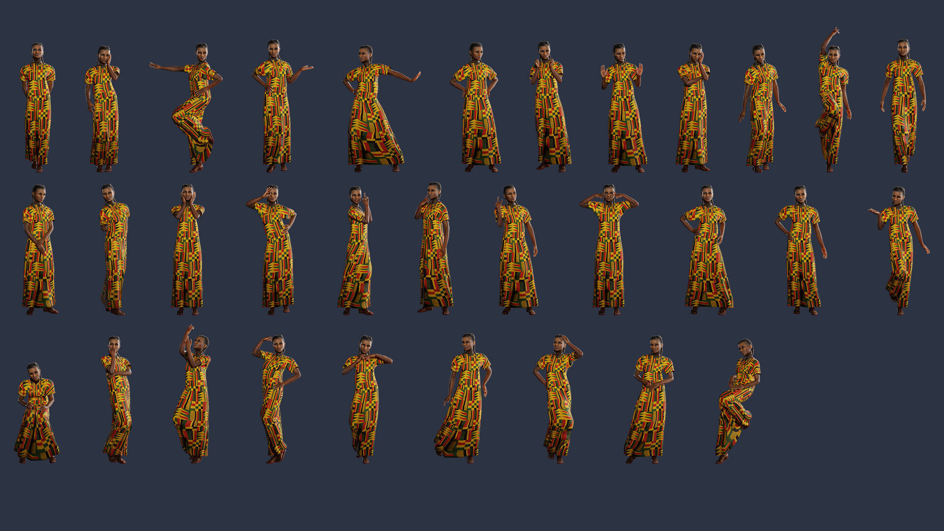 Realistic African Female Character Rigged Low-poly 3D model_6