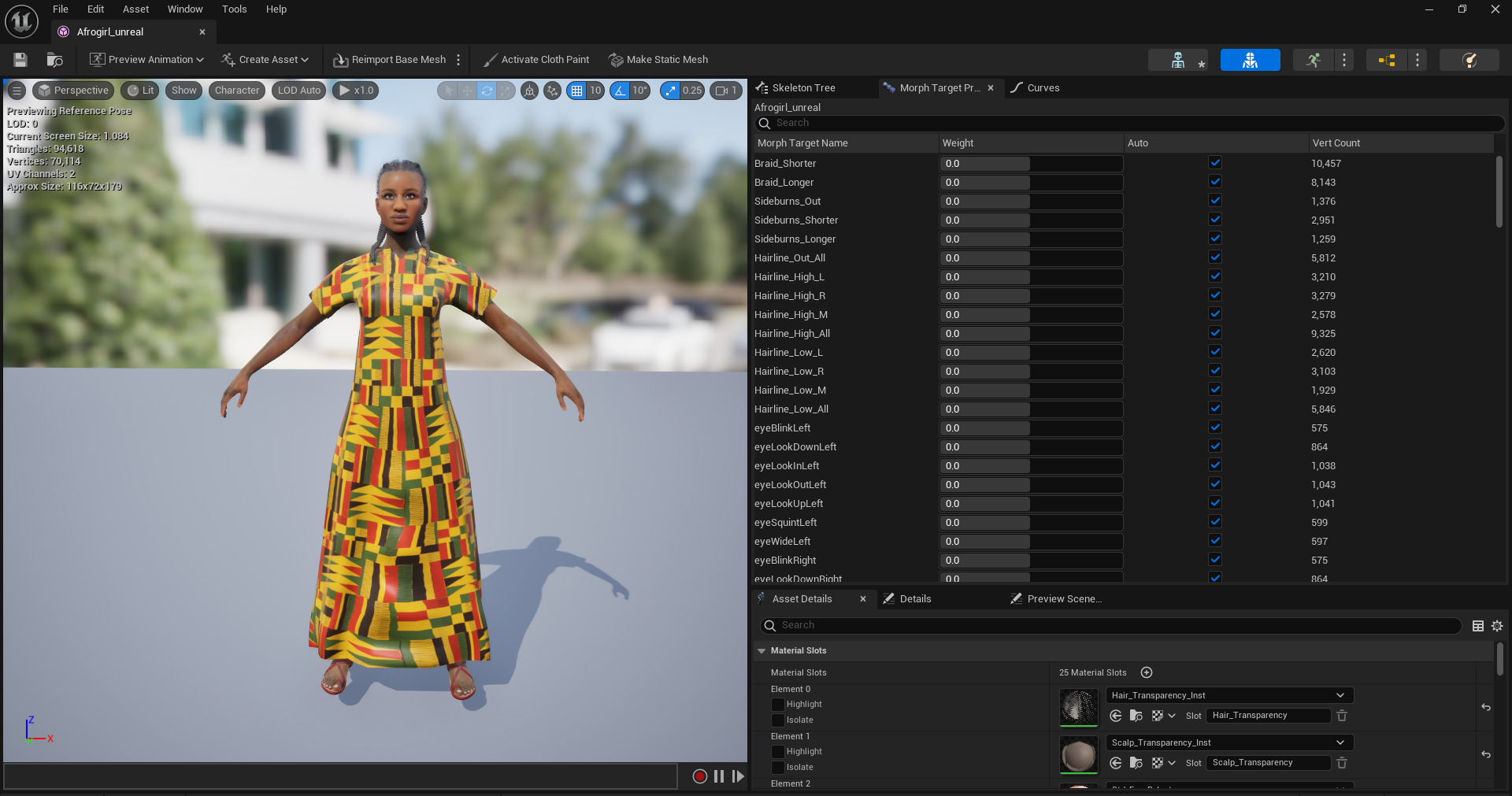Realistic African Female Character Rigged Low-poly 3D model_12