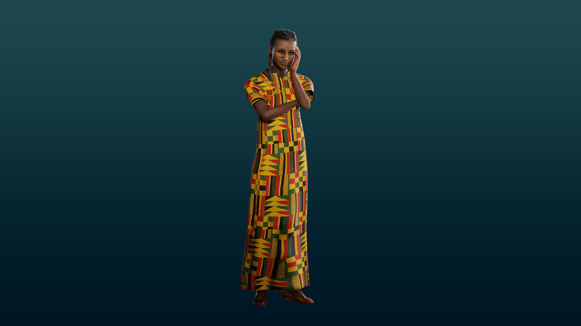 Realistic African Female Character Rigged Low-poly 3D model_18