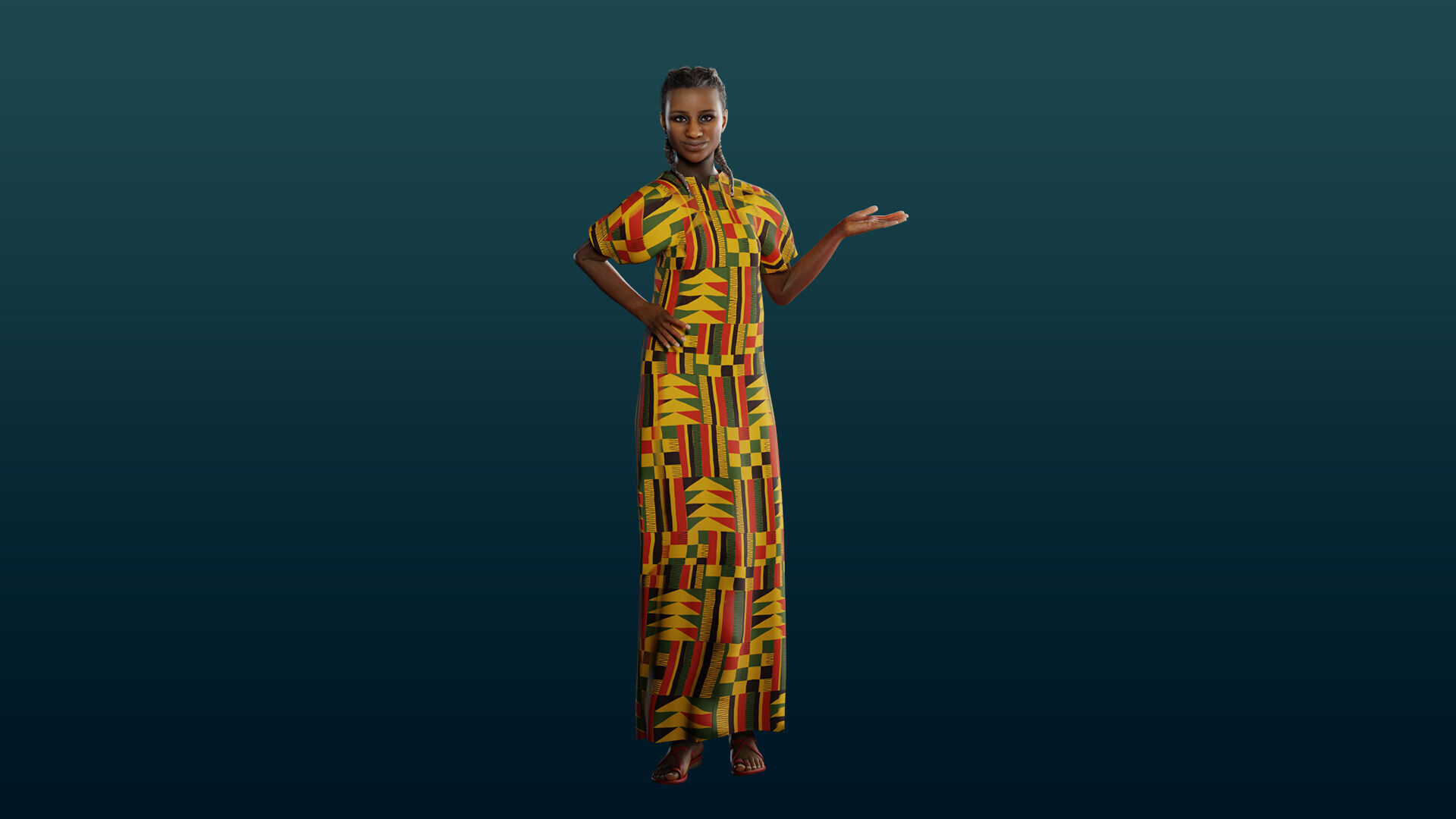 Realistic African Female Character Rigged Low-poly 3D model_17