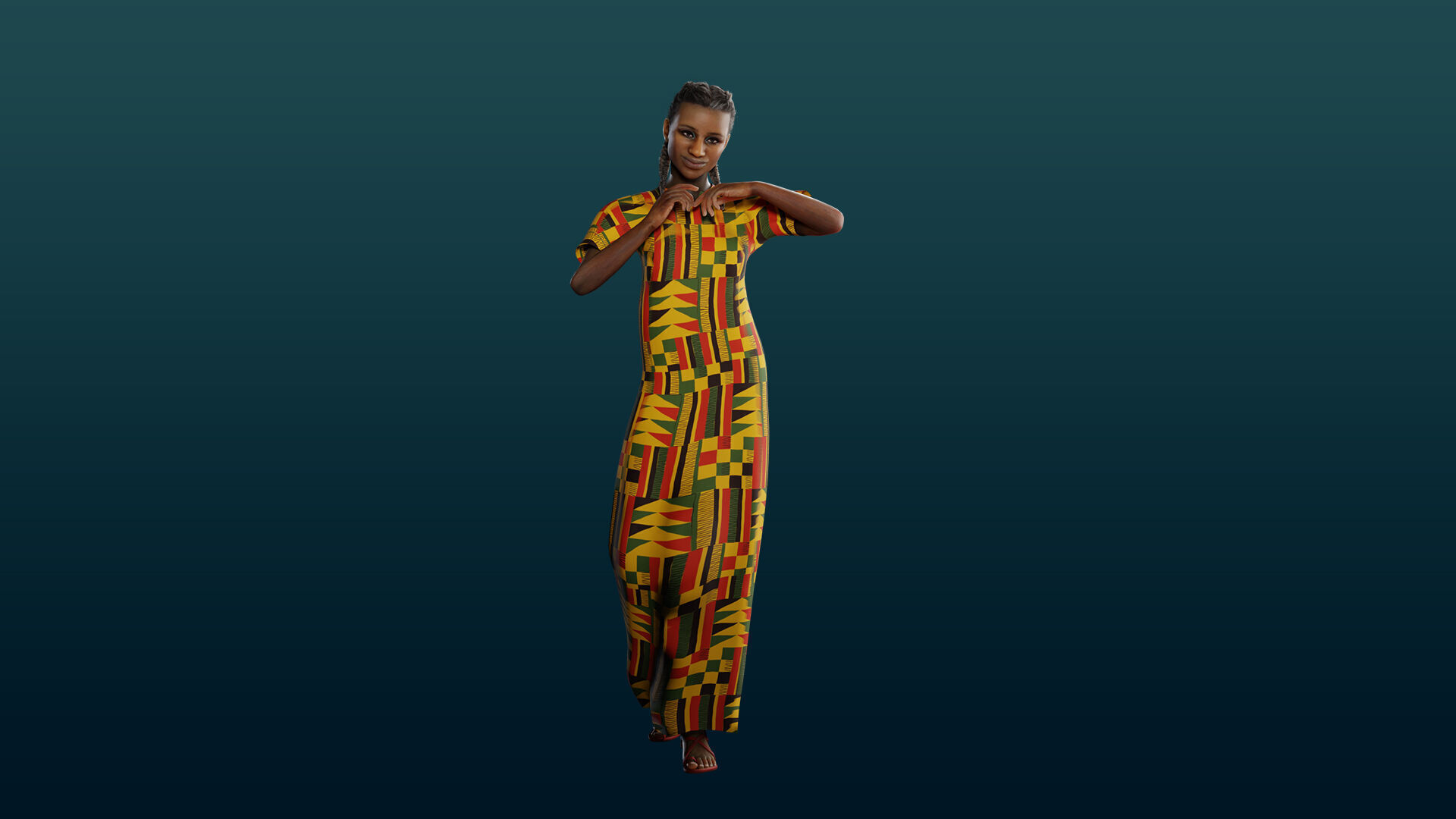 Realistic African Female Character Rigged Low-poly 3D model_27