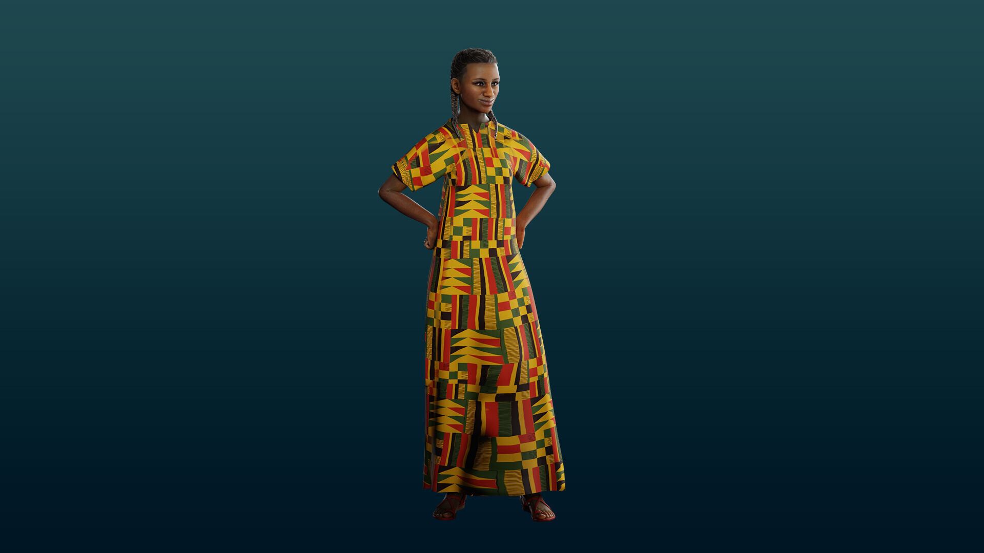Realistic African Female Character Rigged Low-poly 3D model_24