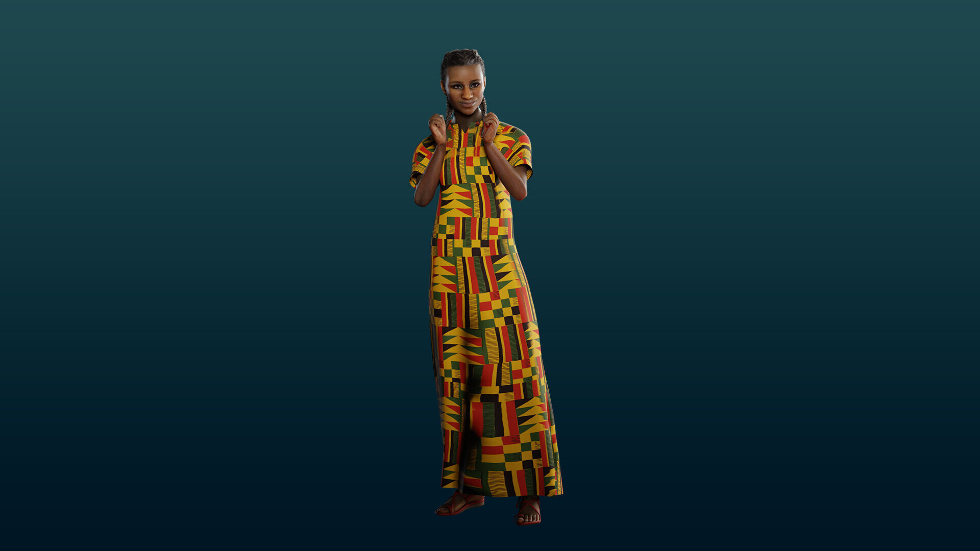 Realistic African Female Character Rigged Low-poly 3D model_21
