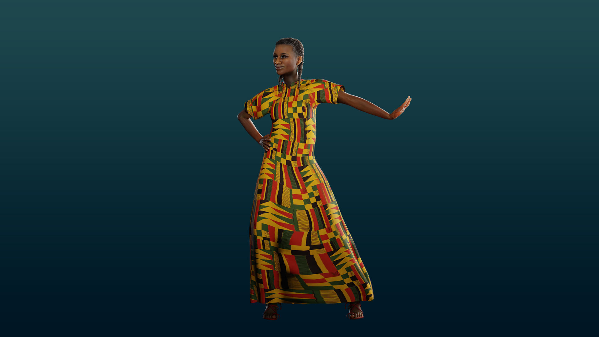 Realistic African Female Character Rigged Low-poly 3D model_15