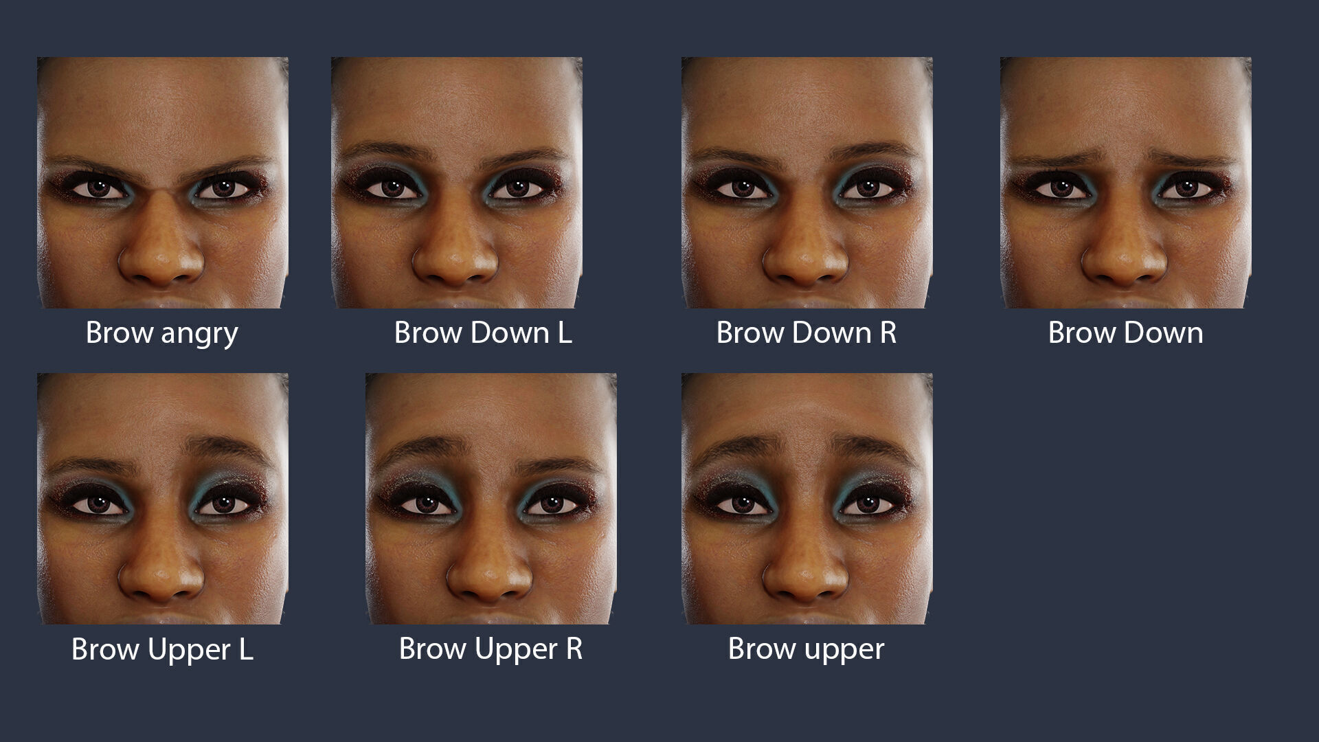 Realistic African Female Character Rigged Low-poly 3D model_2