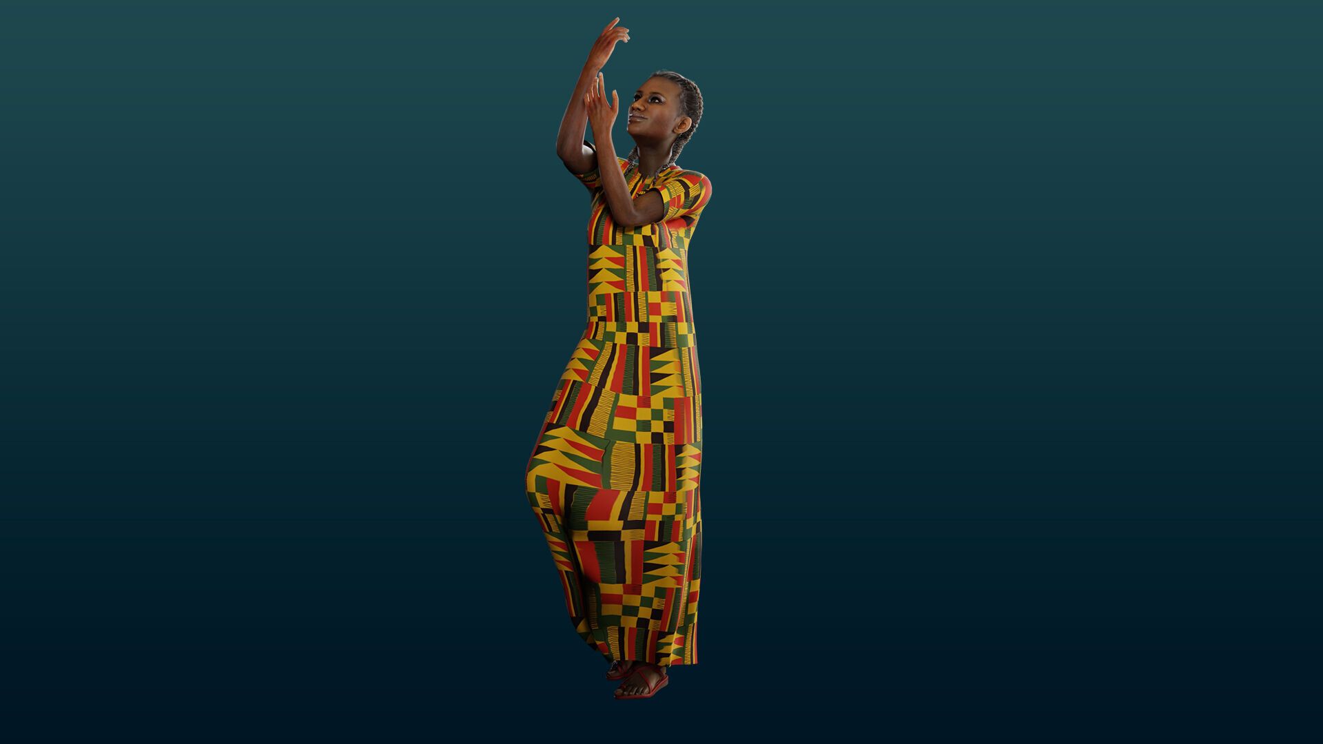 Realistic African Female Character Rigged Low-poly 3D model_30