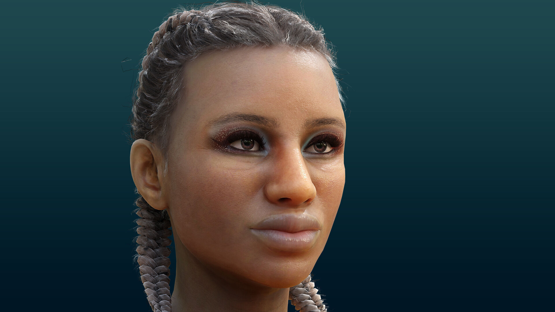 Realistic African Female Character Rigged Low-poly 3D model_8