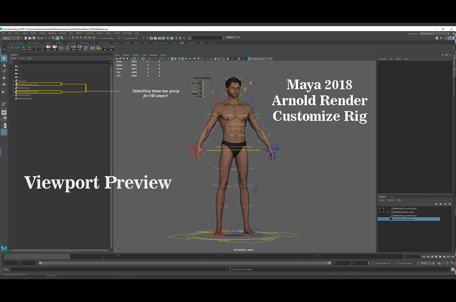 Male Base Rig Low-poly 3D model_21