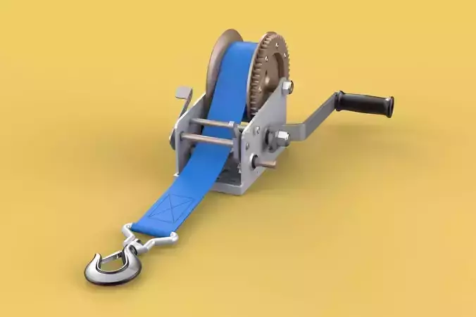 MANUAL ROTARY HAND CRANK WINCH HOIST BELT WEBBING STRAP CRANE