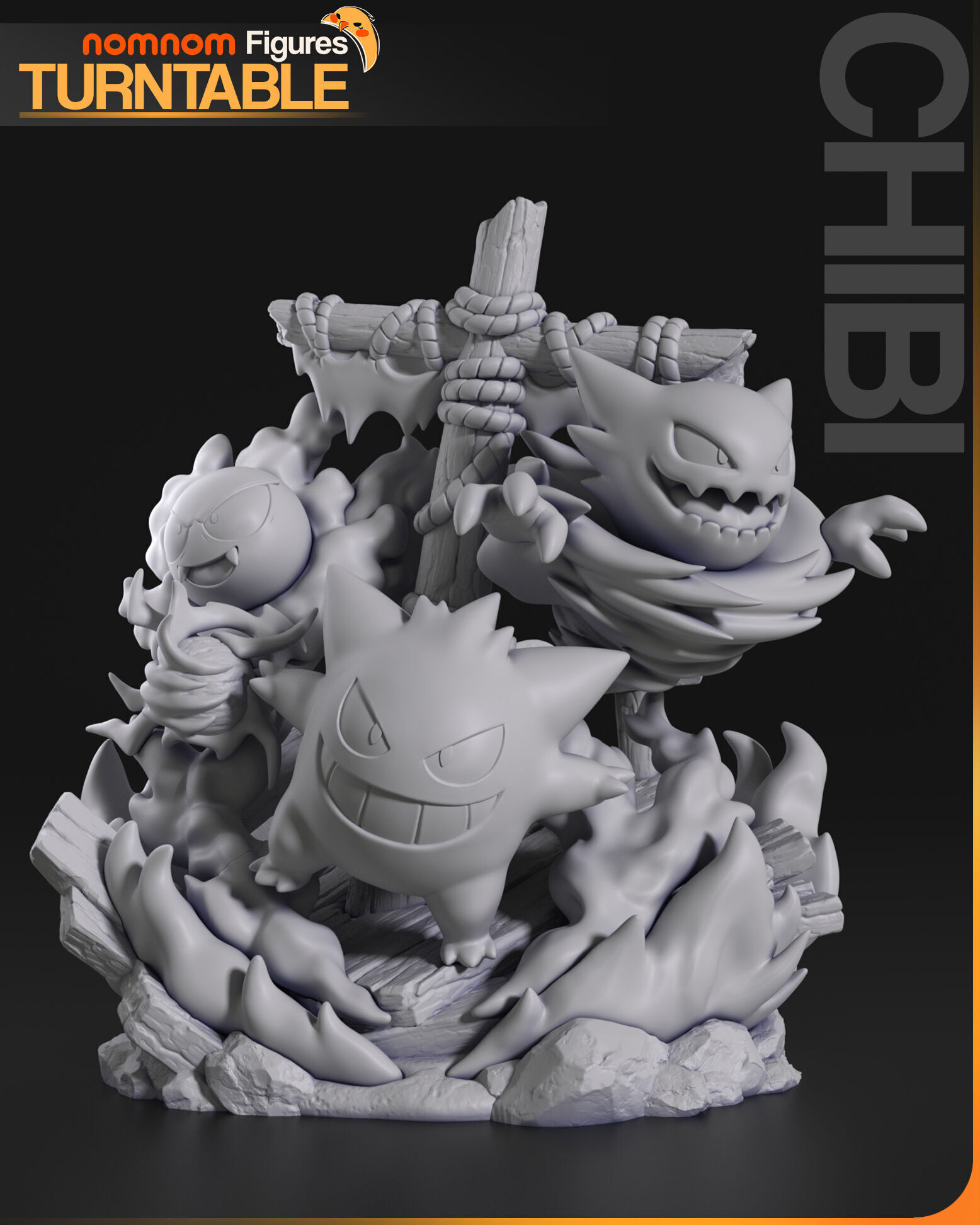 Chibi Ghost Pokemon Diorama 3D print model_11