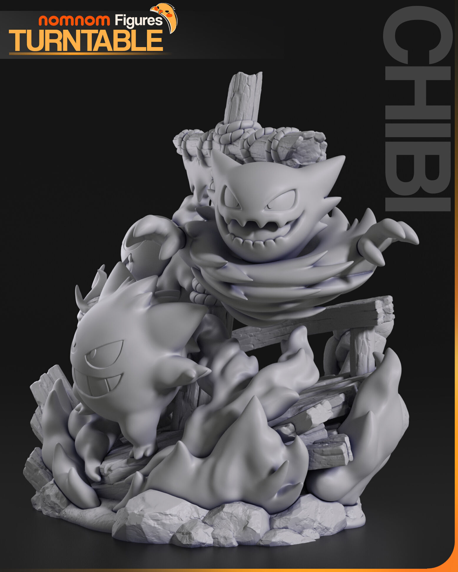 Chibi Ghost Pokemon Diorama 3D print model_8