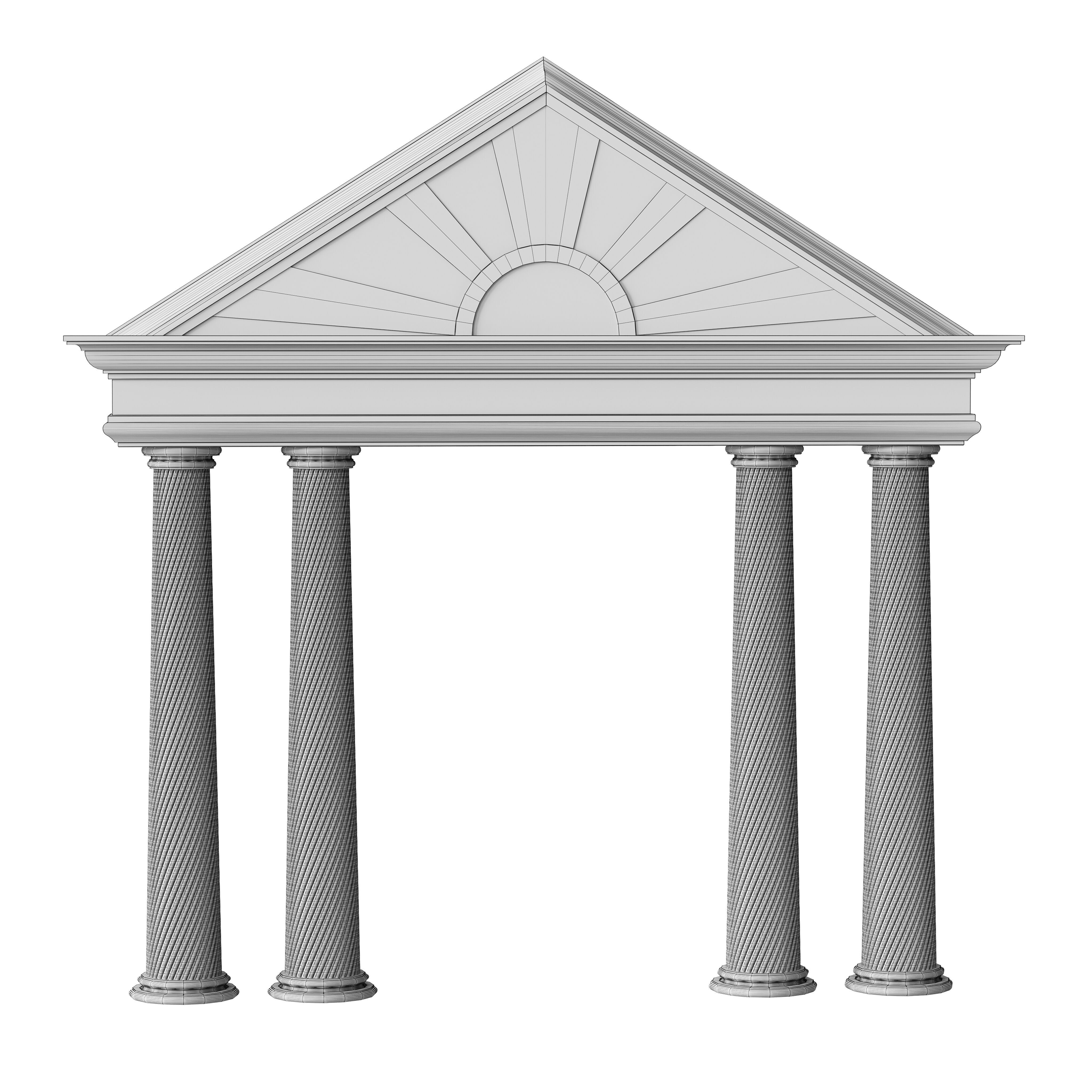 Classical Pediment with Elegant Columns 3D model_7