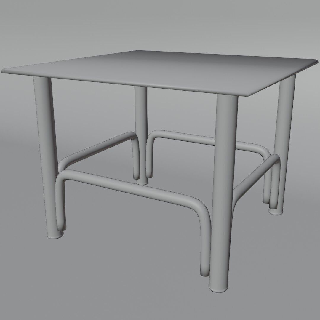 Minimalist Futuristic Side Table with Chrome Tubular Frame 3D model_3