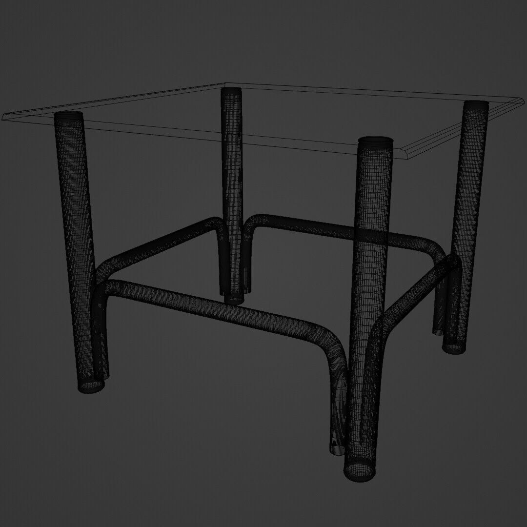 Minimalist Futuristic Side Table with Chrome Tubular Frame 3D model_6