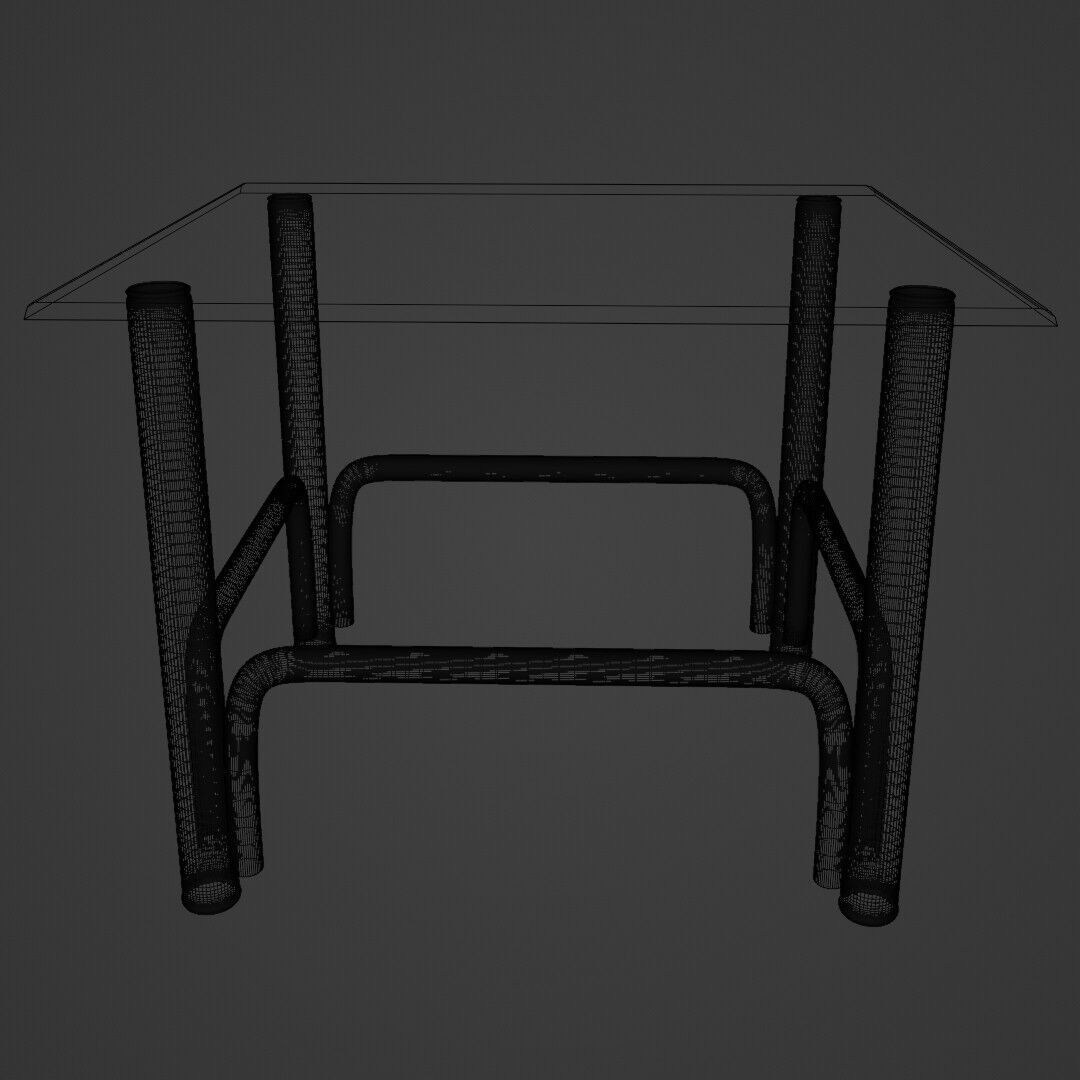 Minimalist Futuristic Side Table with Chrome Tubular Frame 3D model_8