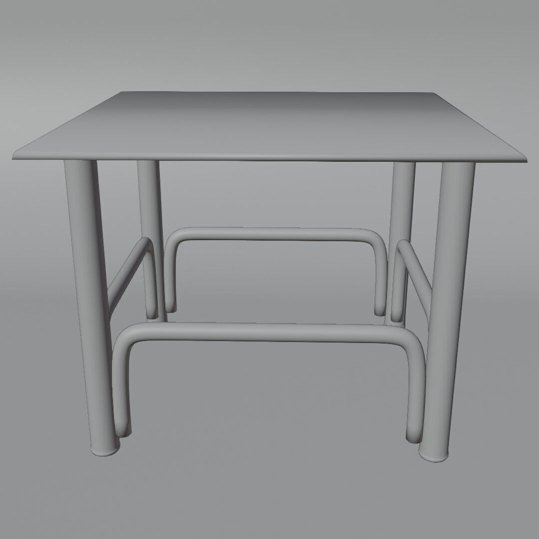 Minimalist Futuristic Side Table with Chrome Tubular Frame 3D model_5