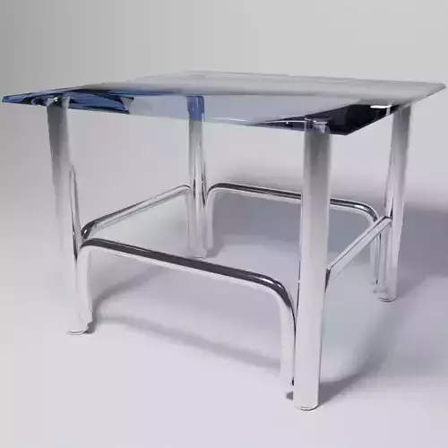 Minimalist Futuristic Side Table with Chrome Tubular Frame