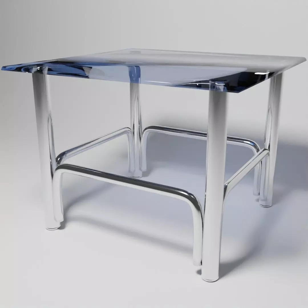 Minimalist Futuristic Side Table with Chrome Tubular Frame 3D model_0