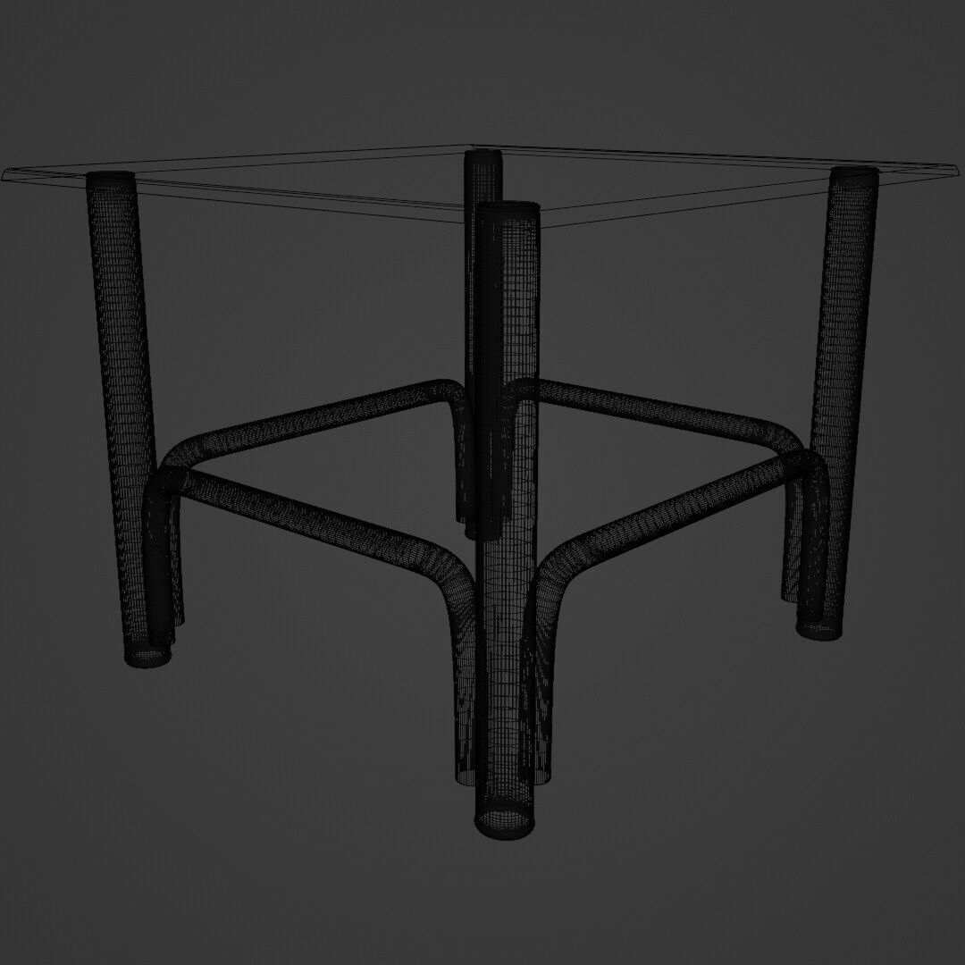 Minimalist Futuristic Side Table with Chrome Tubular Frame 3D model_7