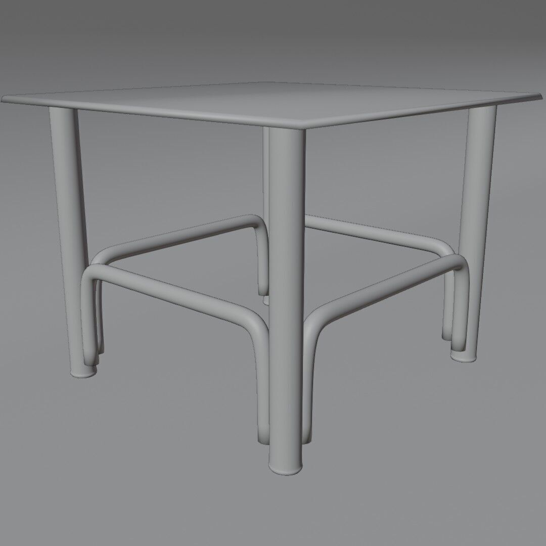 Minimalist Futuristic Side Table with Chrome Tubular Frame 3D model_4